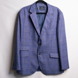 Tailorbyrd Collection Mens 44R Purple Plaid Blazer Sport Coat Two Button